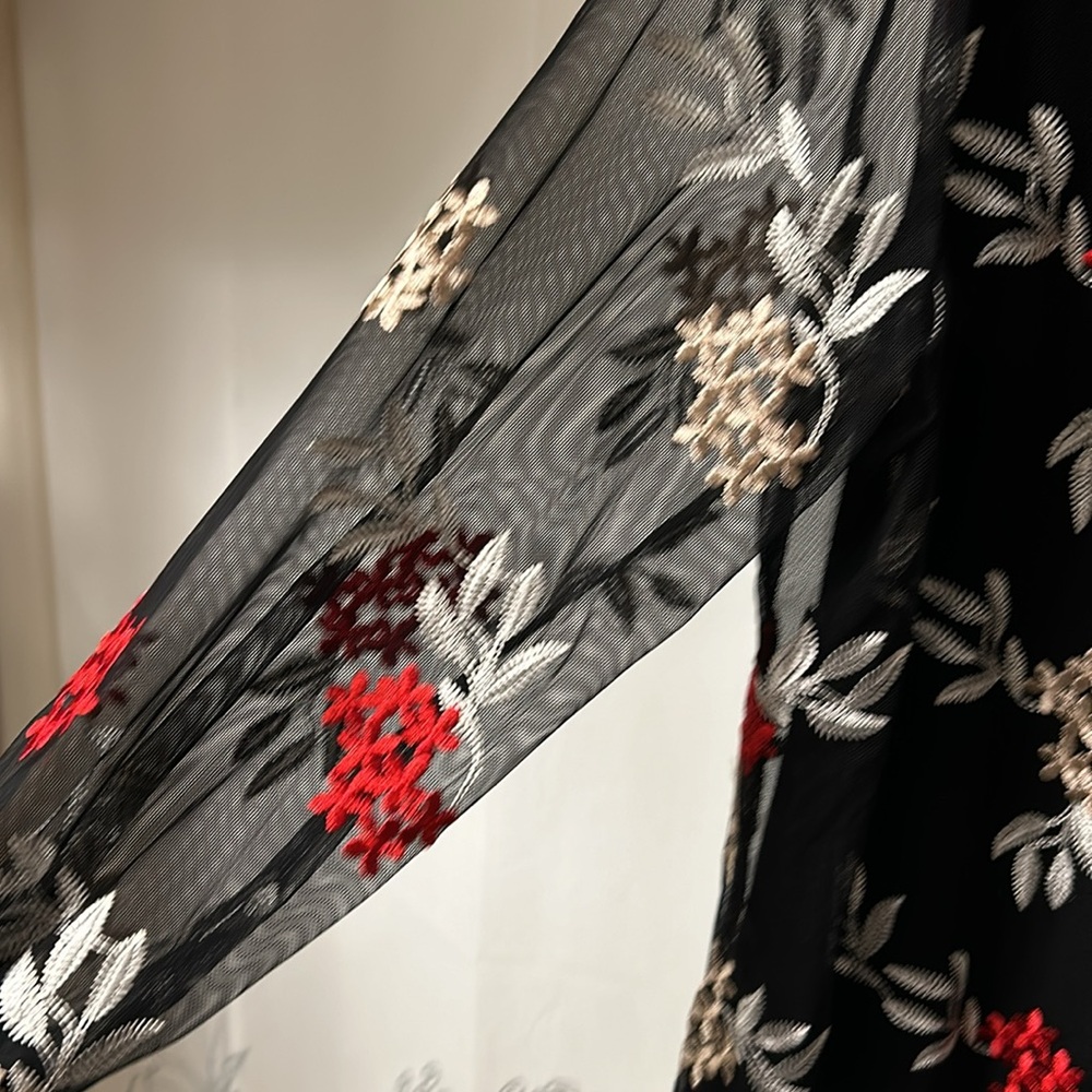 Alfani black shear top with embroidered flowers. Size extra large. - Picture 9 of 14